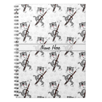 Caderno Espiral Gato Tocando Fagote Músico Fagotista Personalizado