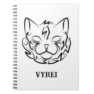 Caderno Espiral Gato Tribal Negro e Branco