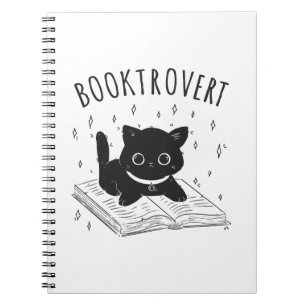 Caderno Espiral Gato-troverte com livro e estrelas