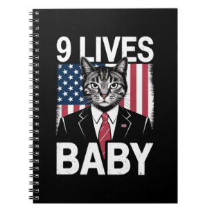 Caderno Espiral Gato Trump 9 Vidas Bebê Divertido Gato Trump