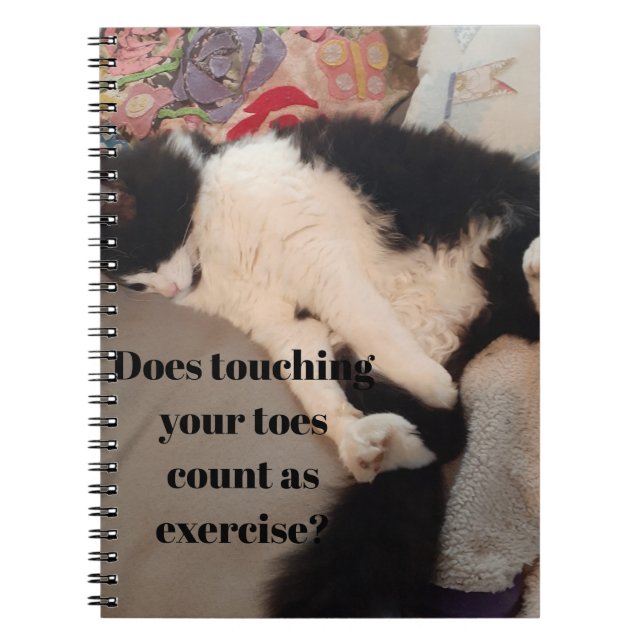 Caderno Espiral Gato Tuxedo Citação Engraçada Gatos Preto e Branco (Frente)
