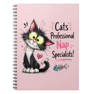 Caderno Espiral Gato Tuxedo Engraçado Ilustração de Especialista P