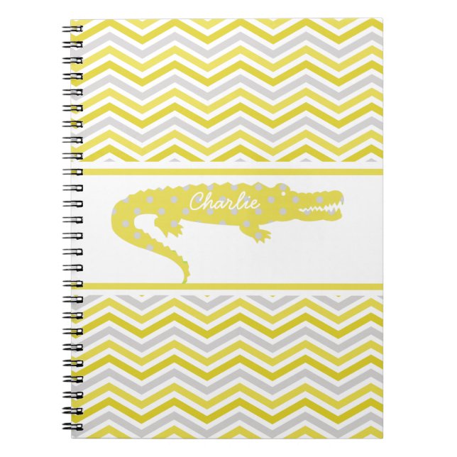 Caderno Espiral Gator de Mostarda no notebook personalizado Chevro (Frente)