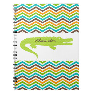 Caderno Espiral Gator Verde no Notebook Personalizado Chevron