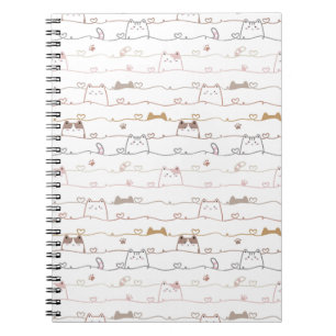 Caderno Espiral Gatos Adoráveis Espiando por Cima de Corações