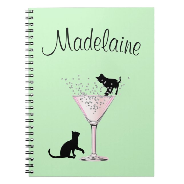 Caderno Espiral Gatos Amantes de Gato Bolhas Modernas Mint Verde P (Frente)