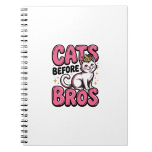 Caderno Espiral Gatos Antes de Camiseta de Design de Coroa de Gato