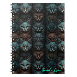 Caderno Espiral Gatos Belos Amantes Personalizados Escuros Persona