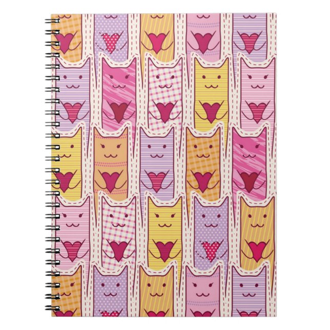 Caderno Espiral Gatos bonitos com corações Loving (Frente)