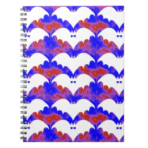 Caderno Espiral Gatos Brancos E Arcos Cor-De-Rosa Azul