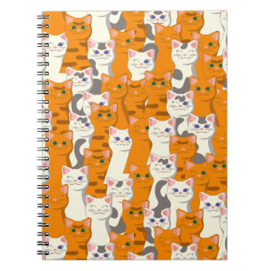 Caderno Espiral Gatos brancos e gengibres padrão olhos verdes olho