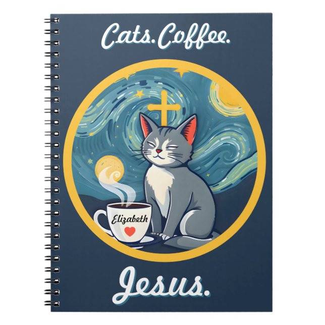 Caderno Espiral Gatos, Café, Gpresente de Sobrinho de Gato de Gato (Frente)