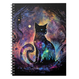 CADERNO ESPIRAL GATOS CELESTES COLORIDOS NO ESPAÇO