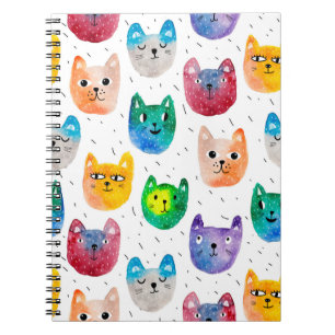 Caderno Espiral Gatos com aquarelas e amigos