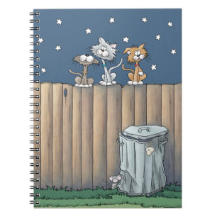 Caderno Espiral Gatos de beco em um notebook de cerca