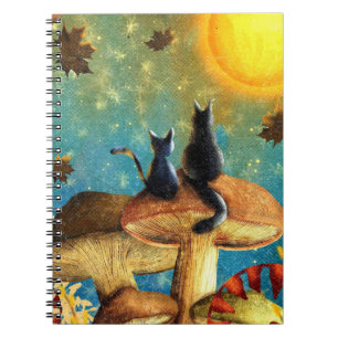 Caderno Espiral Gatos De Cogumelo
