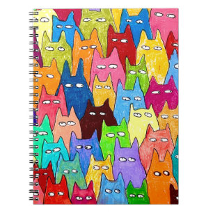 Caderno Espiral Gatos de Desenho Animado Engraçados Desenho a Lápi
