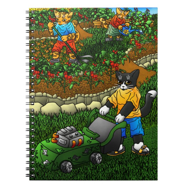 Caderno Espiral Gatos De Jardinagem De Verão (Frente)