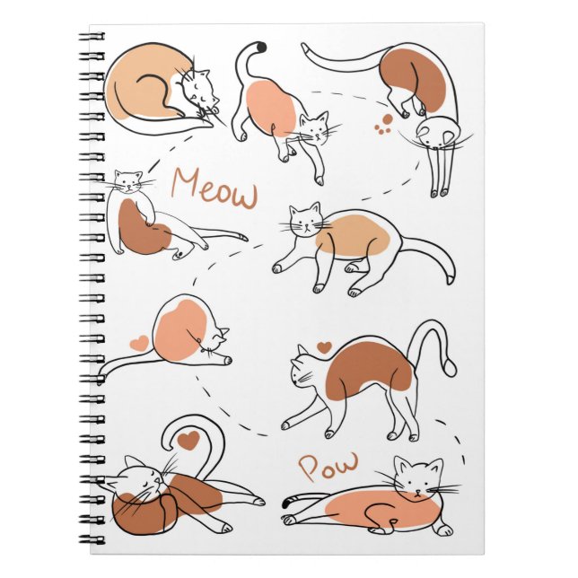 Caderno Espiral Gatos Doodais de Gato Desenhos de Gato Animais Des (Frente)