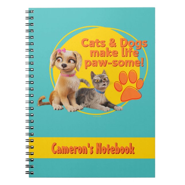 Caderno Espiral Gatos e Cachorros Fazem Vida Paw-some! (Frente)
