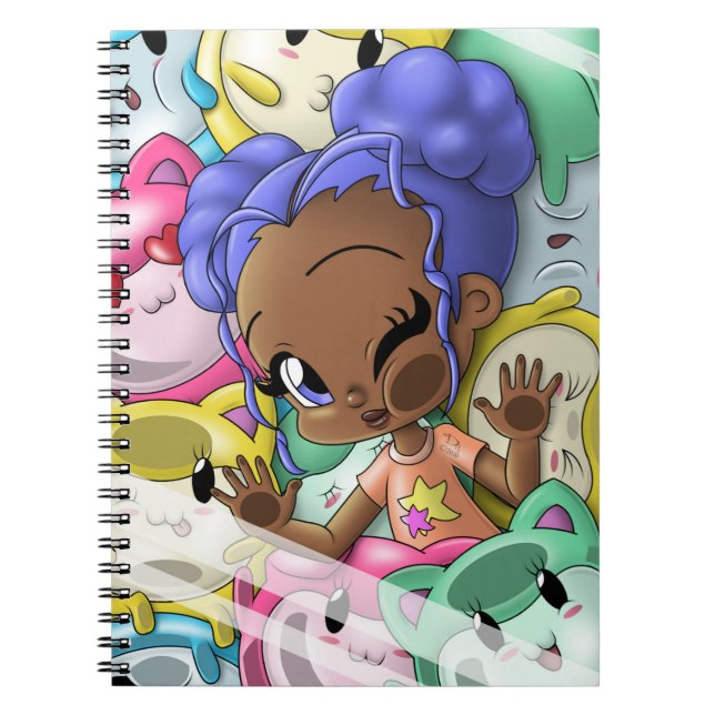 Caderno Espiral Gatos e Raparigas Afro-Americanos (Frente)