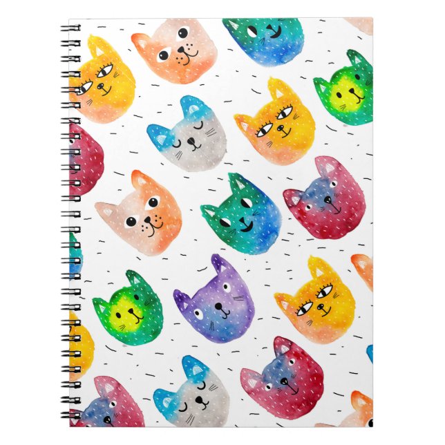 Caderno Espiral Gatos em aquarela e amigos (Frente)