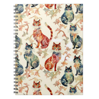 Caderno Espiral Gatos em Padrão Chinês de Aquarela
