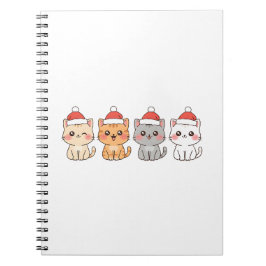 Caderno Espiral Gatos fofos de Natal no estilo Kawaii – Design de 