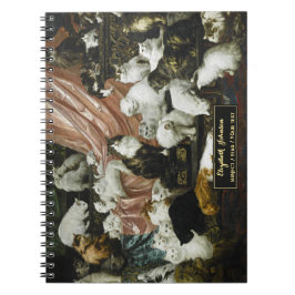 Caderno Espiral Gatos Fofos Gatinhos Arte Antiga Monograma em Ouro