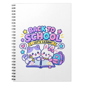 Caderno Espiral Gatos Fofos Voltando à Escola Design de Aprendizad