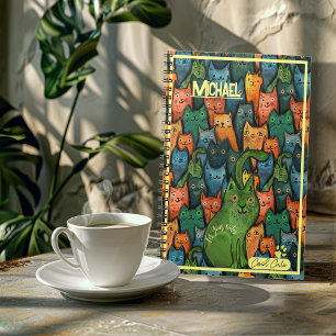 Caderno Espiral Gatos Legais Padrão Colorido
