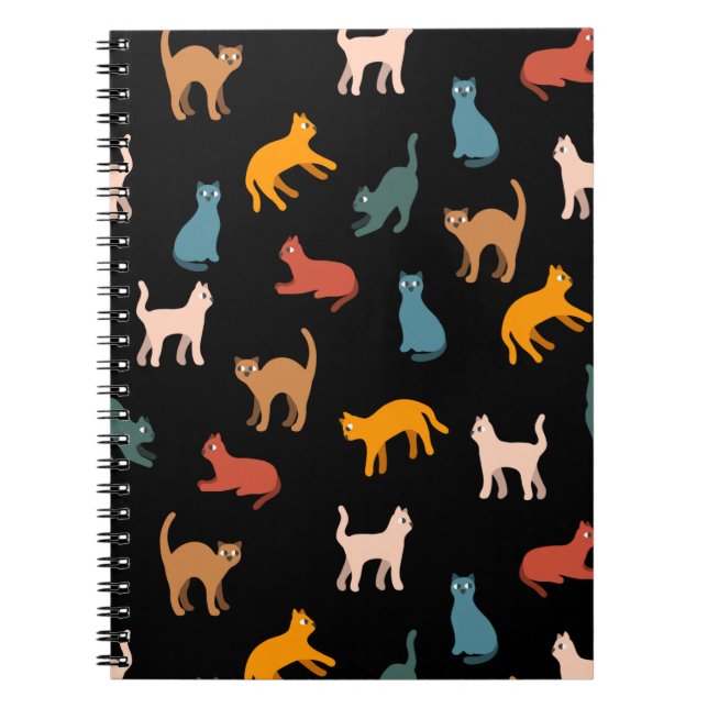 Caderno Espiral Gatos no preto (Frente)