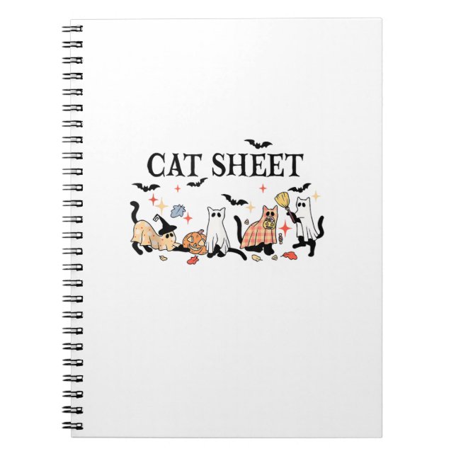 Caderno Espiral Gatos Pretos Cachorros Cachorros de Ghost Hallowee (Frente)