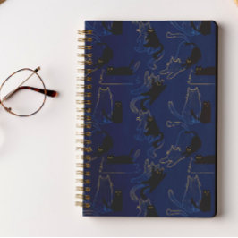 Caderno Espiral Gatos Pretos da Meia-Noite – padrão moderno minima