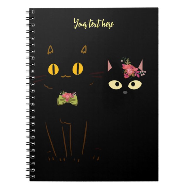 Caderno Espiral Gatos Pretos Encantadores Amarelos (Frente)