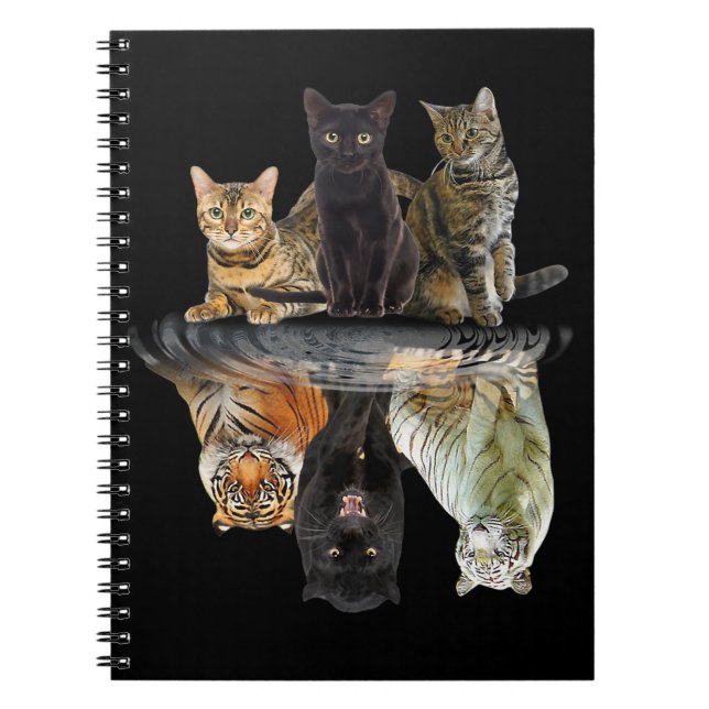 Caderno Espiral Gatos Refletem Amigos De Gato Bonitos Tigre (Frente)