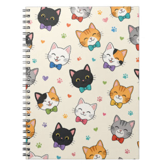 Caderno Espiral Gatos sorrindo com gravatas borboleta