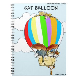 Caderno Espiral Gatos Voadores Desenho Animado Divertido