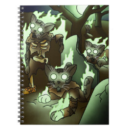 Caderno Espiral Gatos Zombie do Halloween