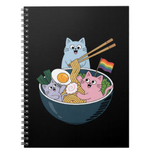 Caderno Espiral Gats Ramen Rainbow LGBTQ Gay Orgulho Lésbica Ally