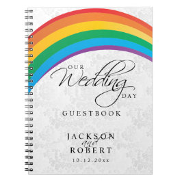 Caderno Espiral Gay Arco-Íris - Nosso Dia de Casamento - Guestbook