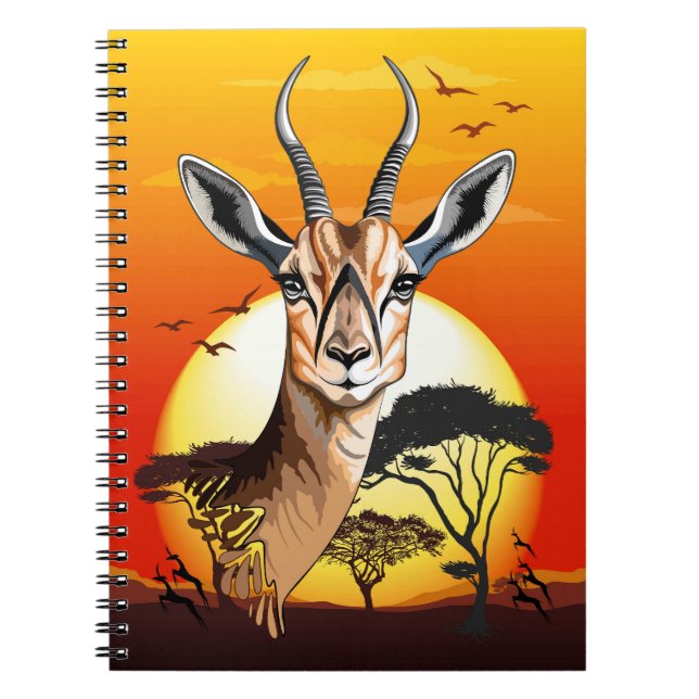 Caderno Espiral Gazelle African Antelope Wild Animal (Frente)