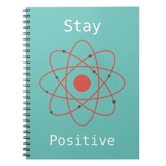 Caderno Espiral Geek de ciência da física de átomos Positivos (Frente)