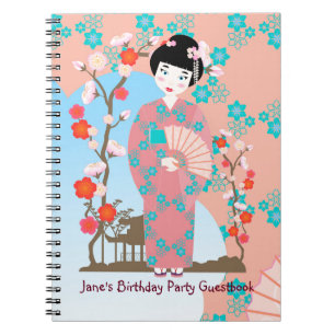 Caderno Espiral Geisha girl birthday party