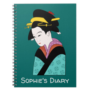 Caderno Espiral Geisha Japonês Bonito