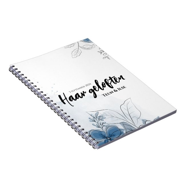 Caderno Espiral Gelofte boekje bruiloft blauw blad (Lado Direito)