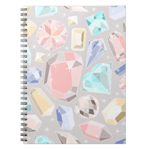 Caderno Espiral Gemas Pastel do Aqua do rosa do teste padrão do