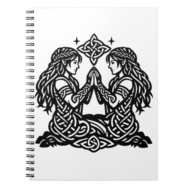 Caderno Espiral Gêmeos — Gêmeos do Zodíaco da Tinta Assombrada (Frente)