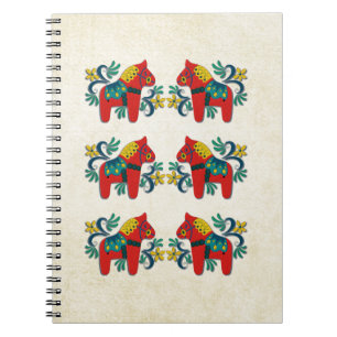Caderno Espiral Gêmeos suecos do escandinavo do cavalo de Dala do