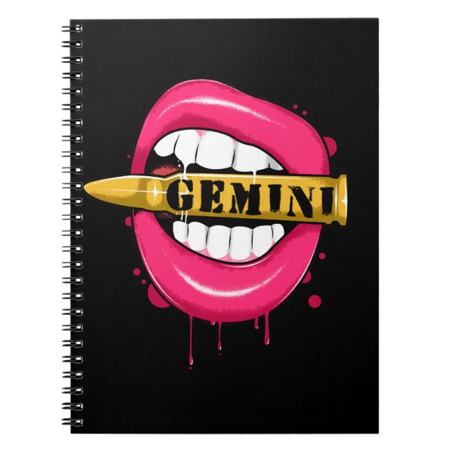 Caderno Espiral Gemini Zodiac Sign Girl Aniversário (Frente)